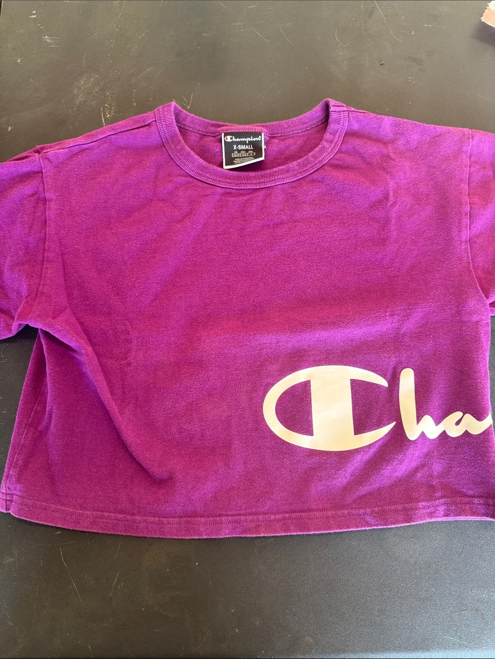 Champion Girls' Purple Cropped Logo Tee